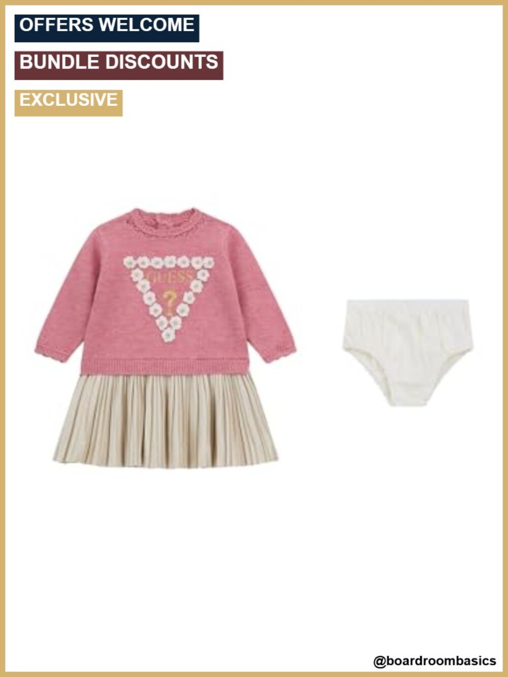Long Sleeve Mixed Fabric Dress and Panties Set for Baby Girls
